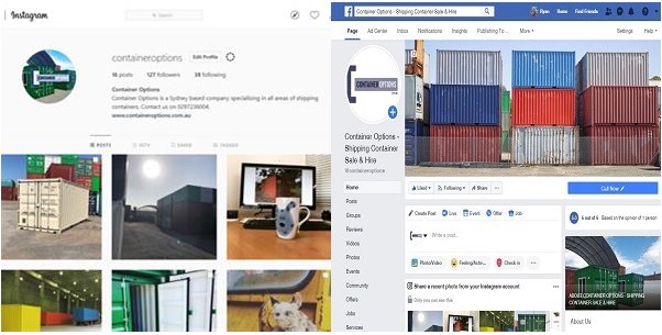 Facebook & Instagram page Container option