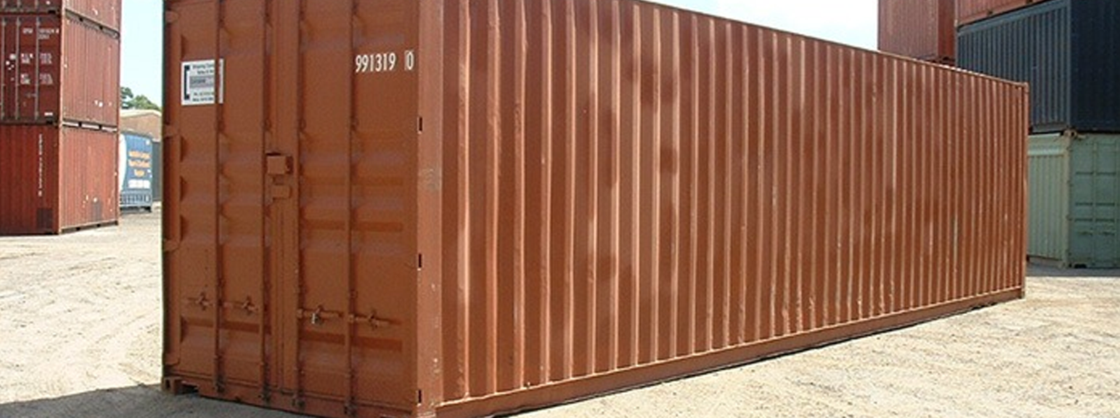 Red shipping container